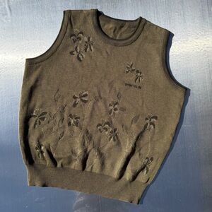 Green Floral Sweater Vest